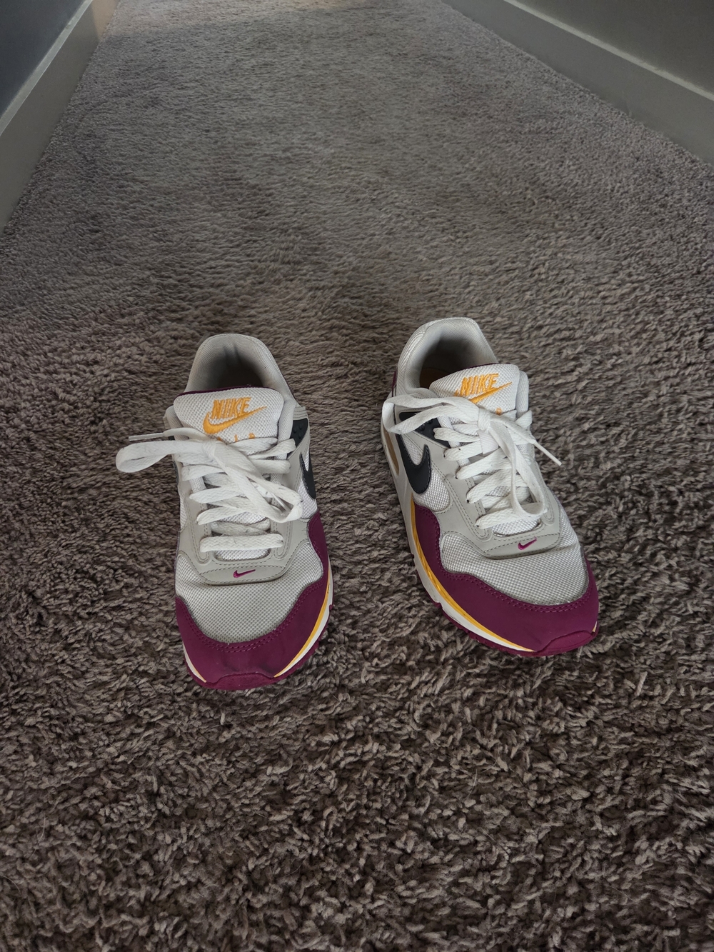 Nike Air White Purple Yellow Black Women's Athletic Sneakers - Picture 3 of 3